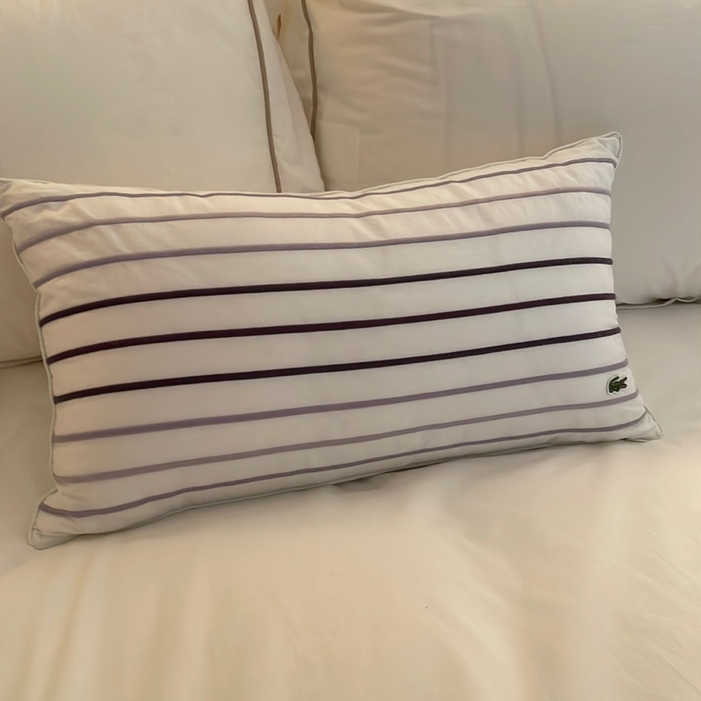 izod 20 in x 10 in decorative pillow white with light and dark purple stripes